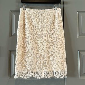 Nicole Miller Embroidered Lace Mesh Pencil Skirt NWOT